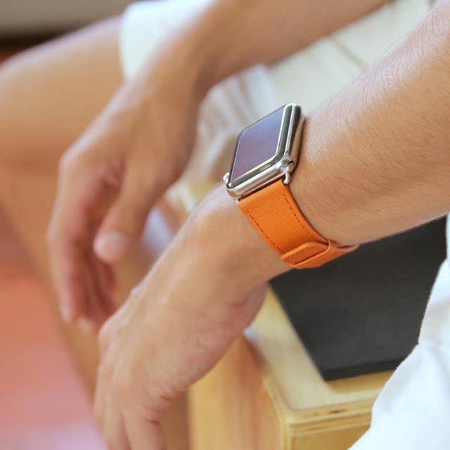 Correa de Lujo - Apple Watch 45 mm - Naranja - Piel Liso